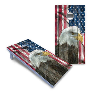 Faded Eagle Flag Cornhole Boards - All Weather Series by Cornhole Solutions, custom cornhole board detail photo 2