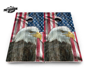 Faded Eagle Flag Cornhole Boards - Pro Solution Lite Series by Cornhole Solutions, custom cornhole board detail photo 2