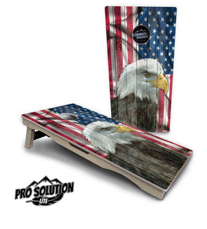 Faded Eagle Flag Cornhole Boards - Pro Solution Lite Series by Cornhole Solutions, custom cornhole board detail photo 3