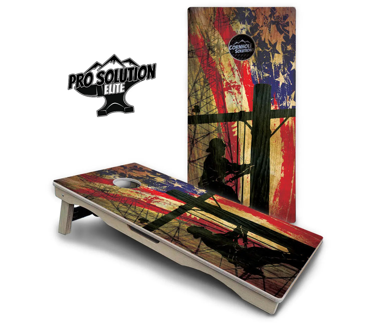 Faded Lineman Flag Cornhole Boards - Pro Solution Elite Series Cornhole Solutions