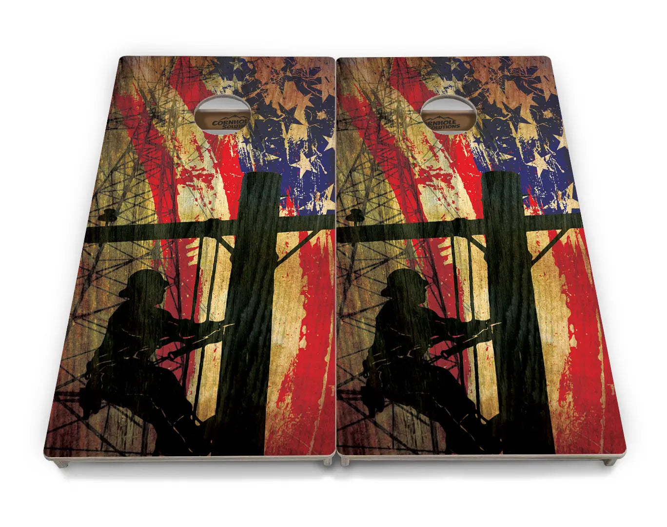 Faded Lineman Flag Cornhole Boards - Professional Tournament Series
