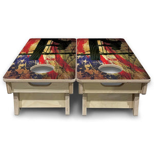 Faded Lineman Flag - Mini or Vacation Size Cornhole Boards by Cornhole Solutions, custom cornhole board detail photo 4