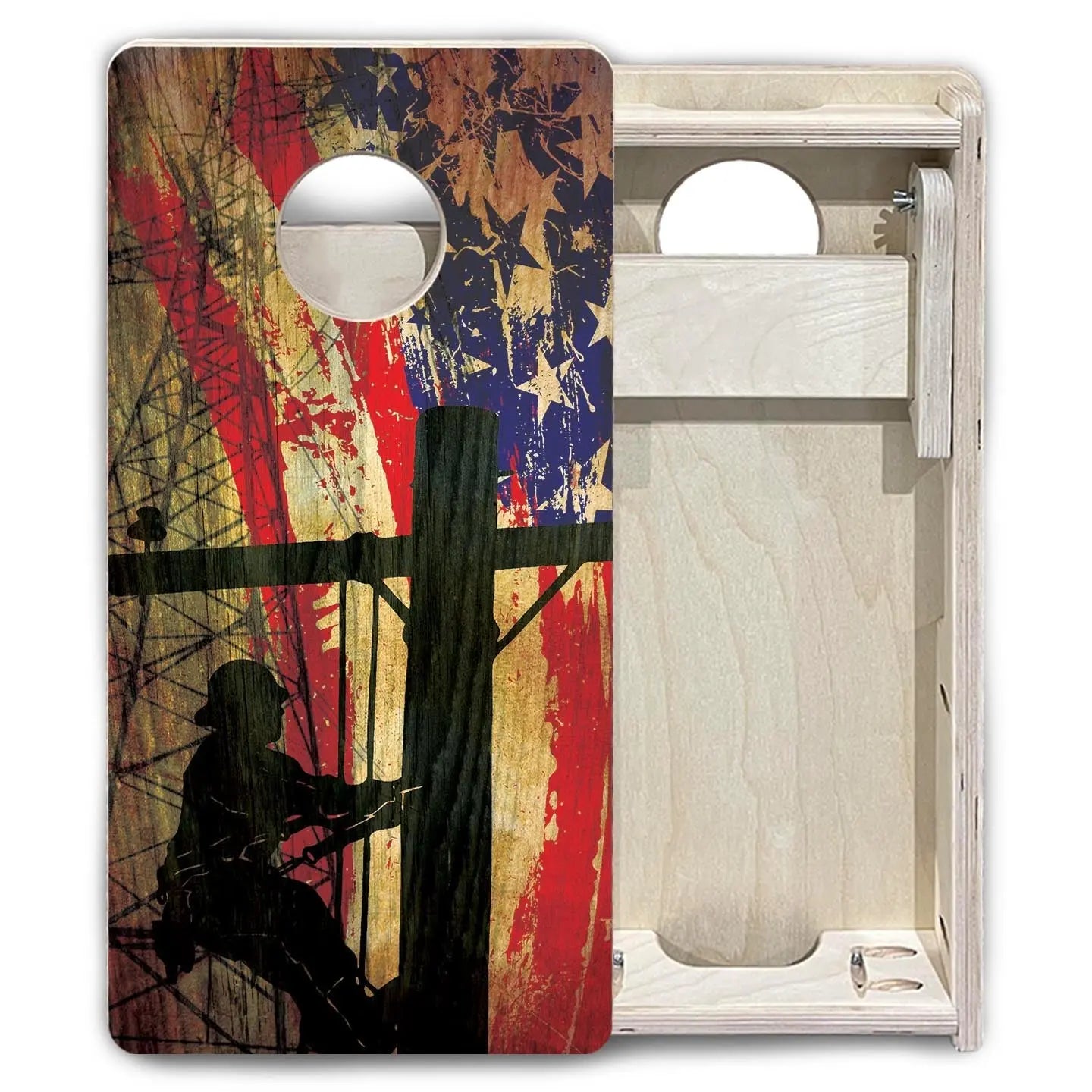 Faded Lineman Flag - Mini or Vacation Size Cornhole Boards by Cornhole Solutions, custom cornhole board detail photo 5