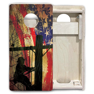 Faded Lineman Flag - Mini or Vacation Size Cornhole Boards by Cornhole Solutions, custom cornhole board detail photo 5