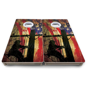 Faded Lineman Flag - Mini or Vacation Size Cornhole Boards by Cornhole Solutions, custom cornhole board detail photo 7