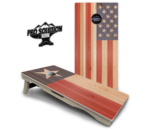 Faded Texas & American Flag Cornhole Boards - Pro Solution Elite Series by Cornhole Solutions, custom cornhole board detail photo 12