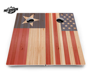Faded USA/TX Flag Cornhole Boards - Pro Solution Lite Series by Cornhole Solutions, custom cornhole board detail photo 3