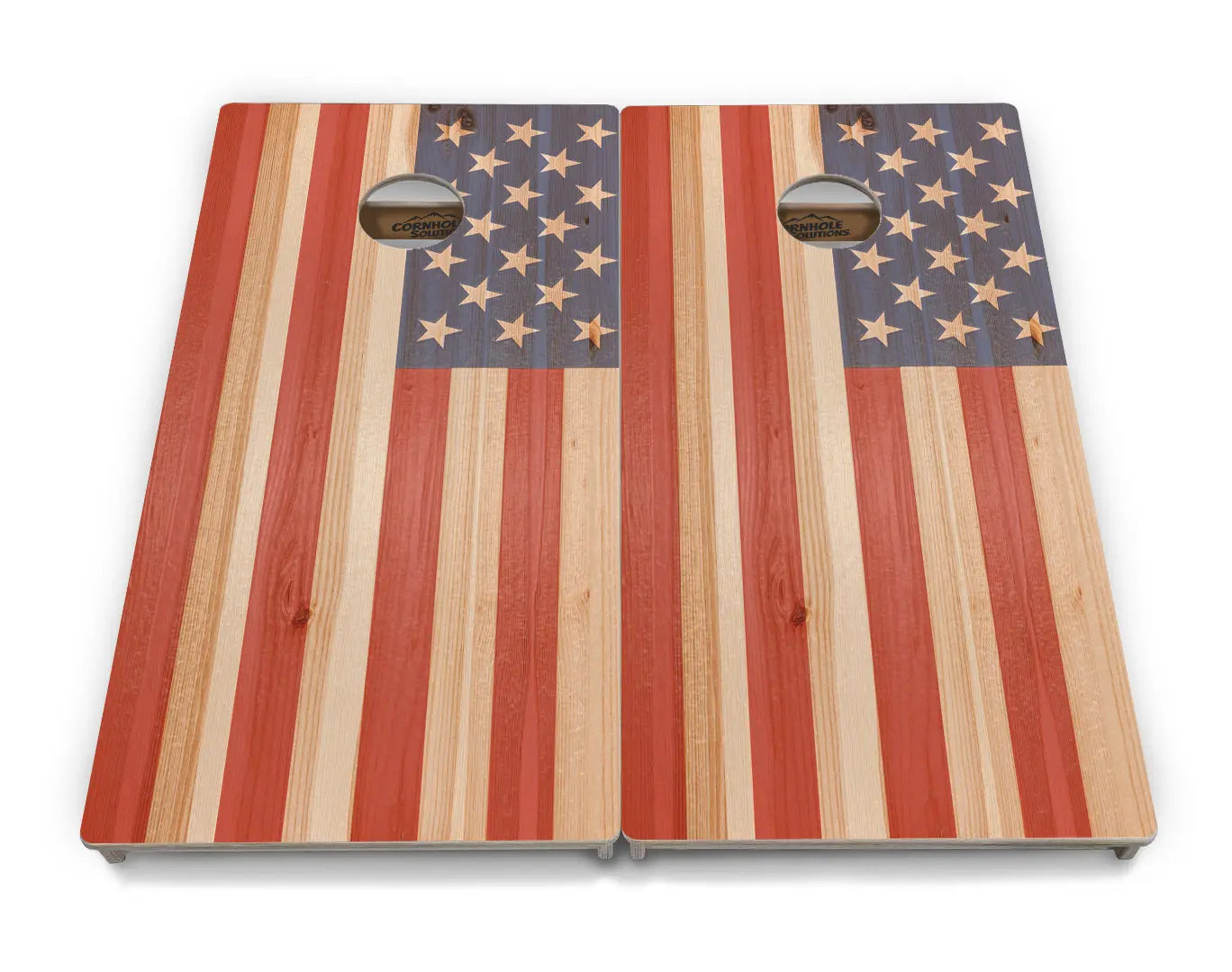 Faded USA/TX Flag Cornhole Boards - Professional Tournament Series by Cornhole Solutions, custom cornhole board detail photo 5