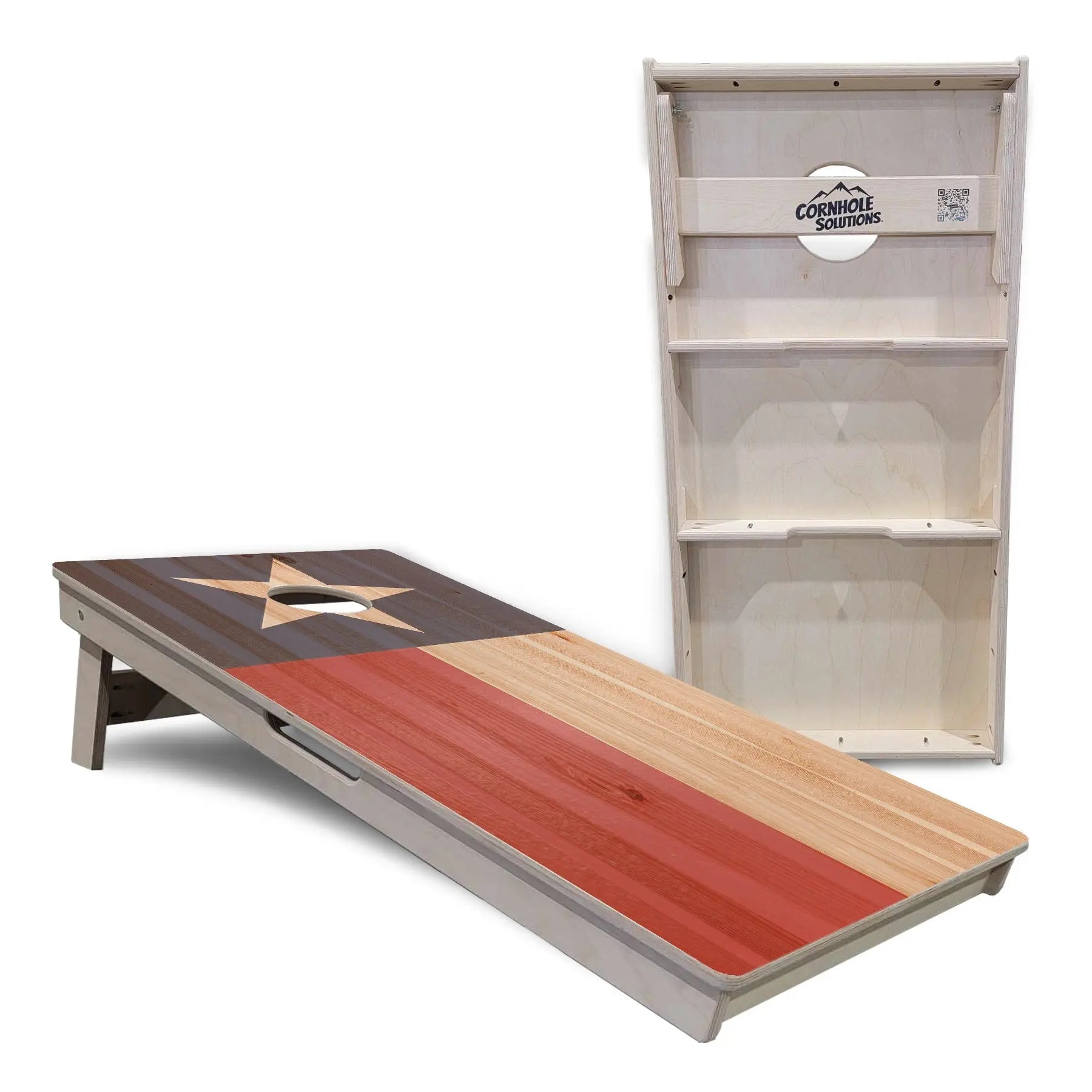 Faded USA/TX Flag Cornhole Boards - Professional Tournament Series by Cornhole Solutions, custom cornhole board detail photo 6