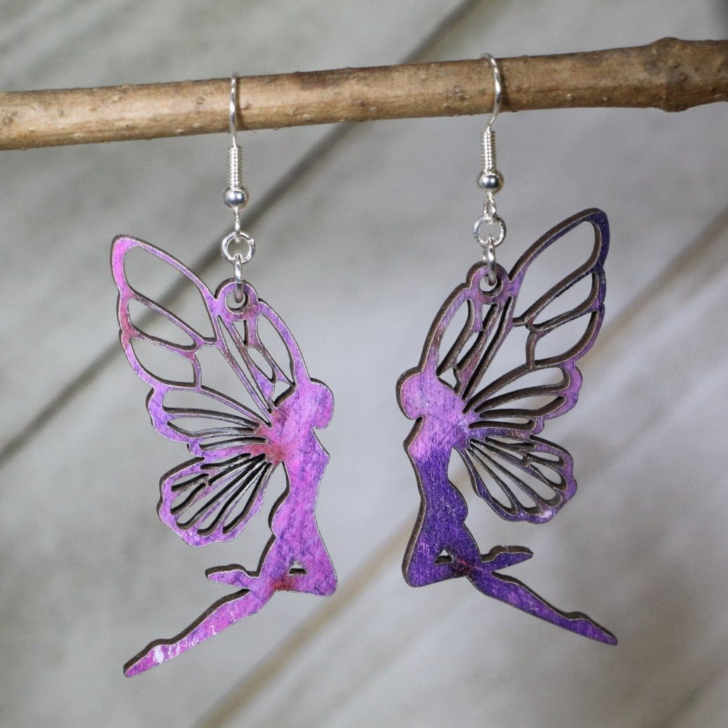Fairy Wooden Earrings | Fantasy Magical Creature Jewelry