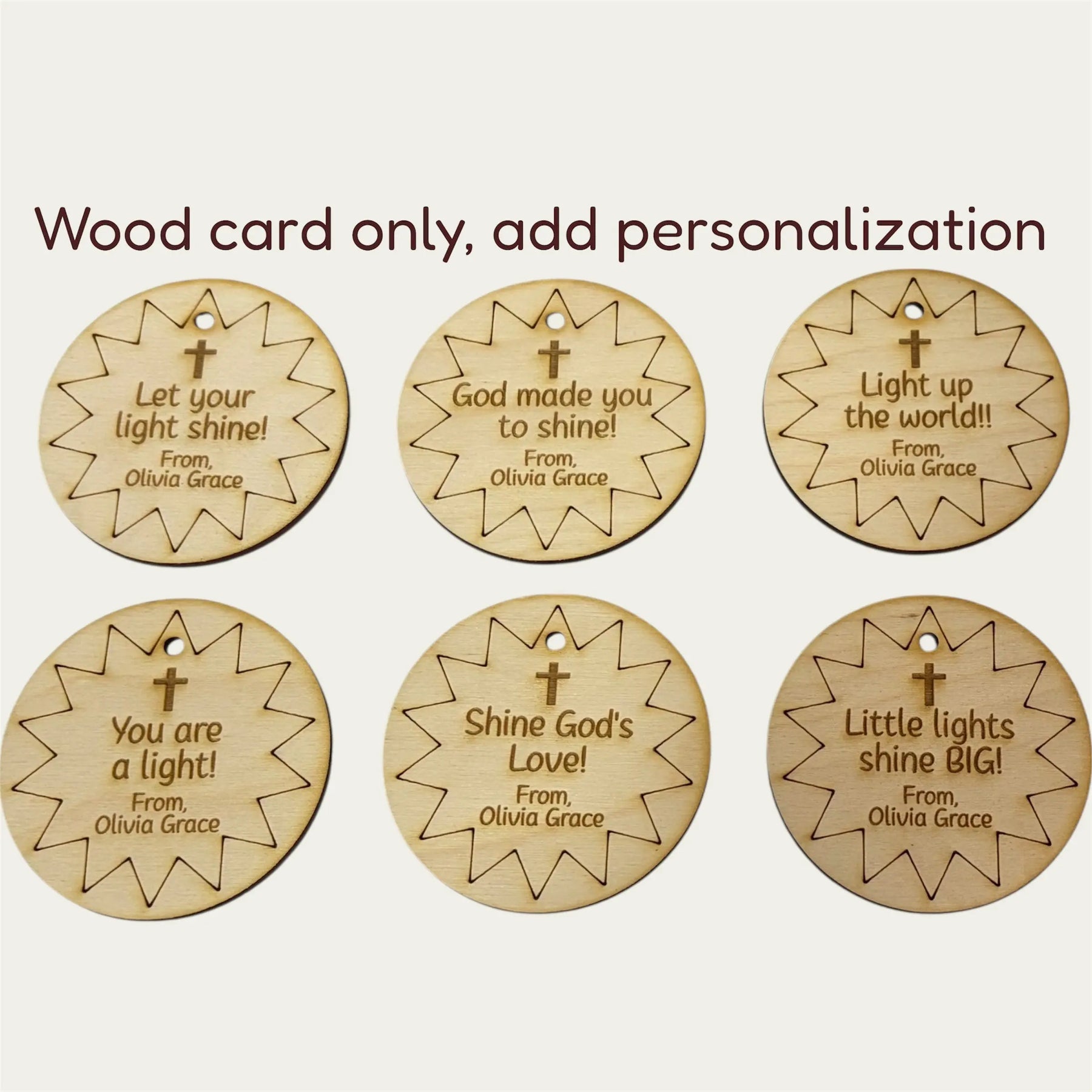 Faith Based Kids Flashlight Gift with Engraved Wooden Tag Poor Hog Customs