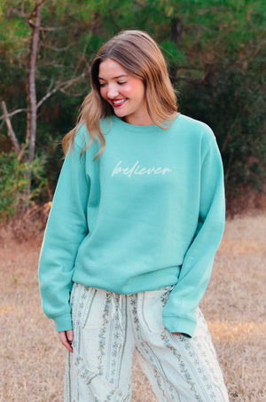 Faith Teal Sweatshirt by Southern Bliss Company, Southern food gift detail photo 9