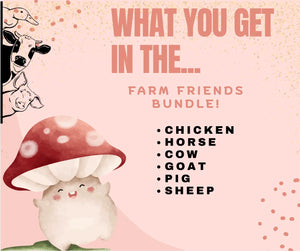 Farm Friends Mini Fidget Toy Bundle | 3D Printed Farm Animal Toys by Mushroom Lady Co, paper gift detail photo 3