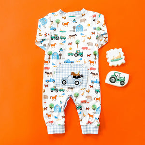 Farm Truck Romper by Seven Lantern Lane, Southern lifestyle apparel detail photo 5