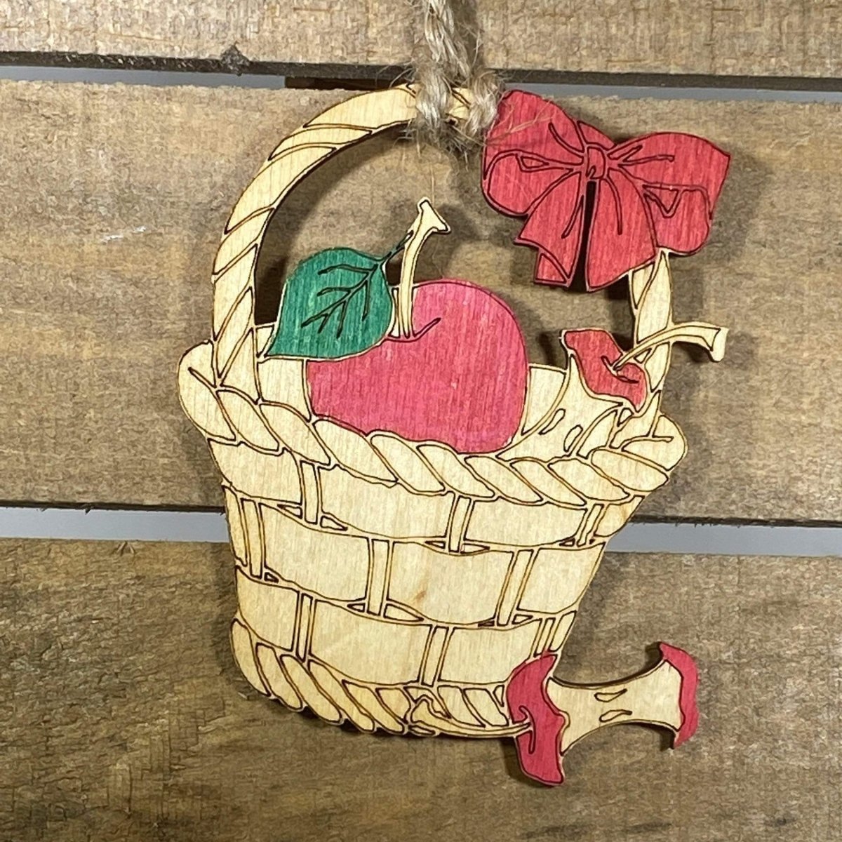 Farmhouse Apple Wooden Christmas Ornament | Rustic Holiday Decor