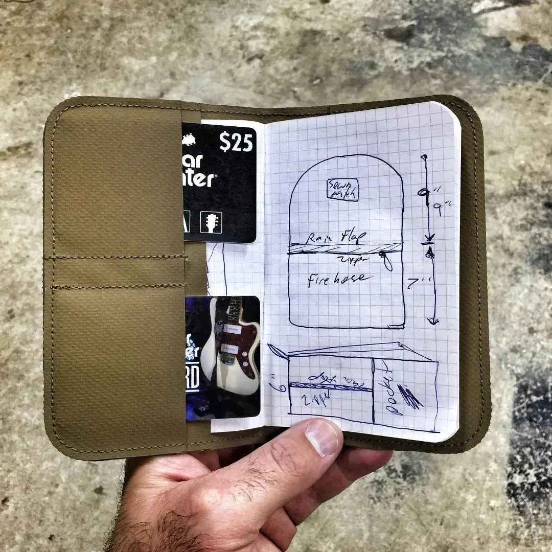 Field Notes Wallet by Recycled Firefighter, handmade leather goods detail photo 16