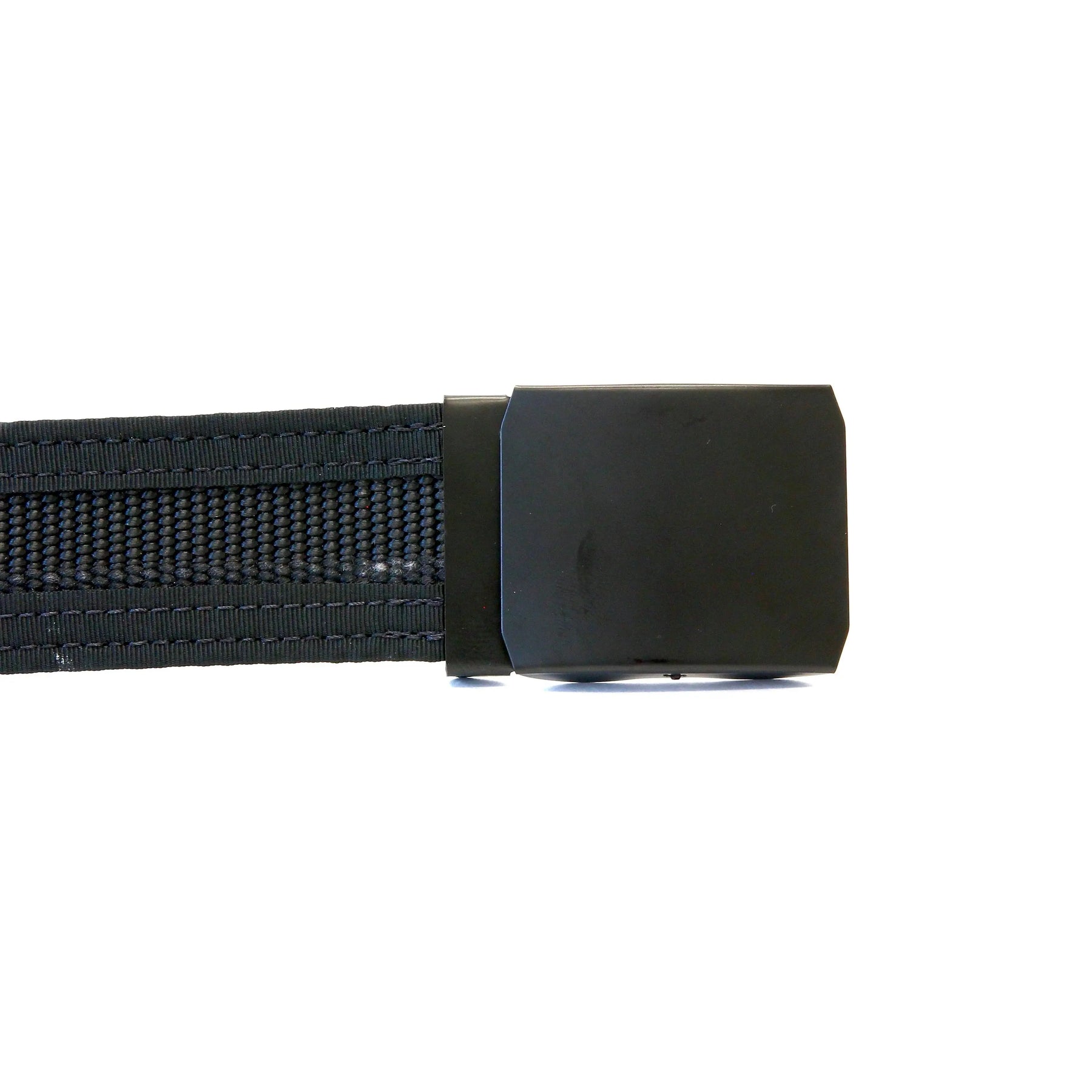 Black fire hose EDC belt with a black friction buckle