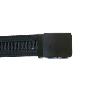 Black fire hose EDC belt with a black friction buckle
