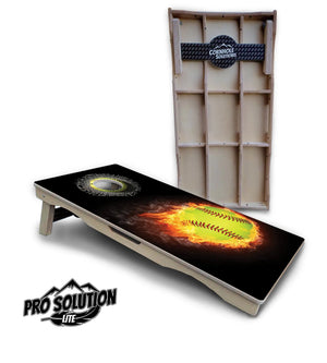 Fire Softball Cornhole Boards - Pro Solution Lite Series by Cornhole Solutions, custom cornhole board main product photo