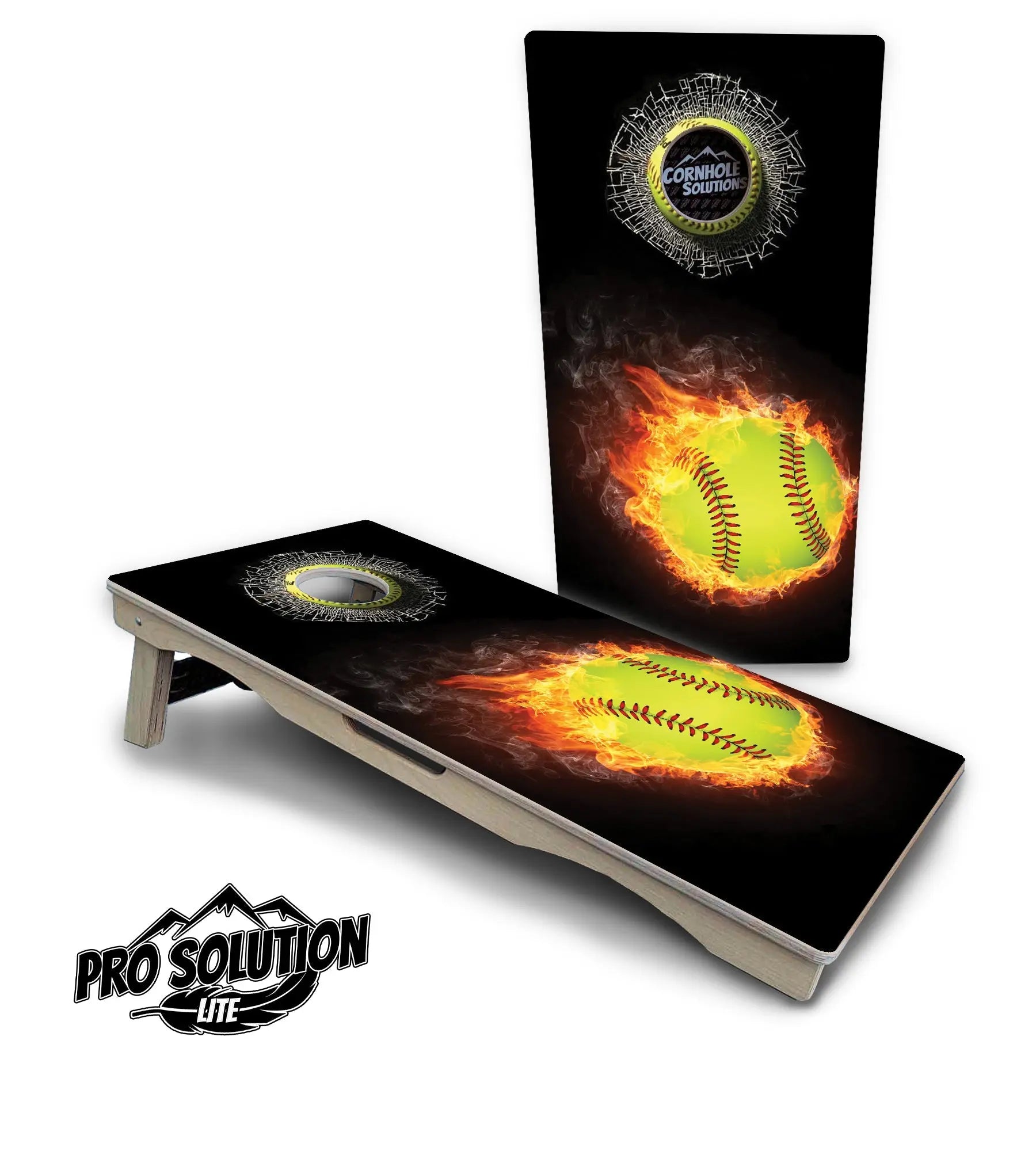 Fire Softball Cornhole Boards - Pro Solution Lite Series by Cornhole Solutions, custom cornhole board detail photo 5