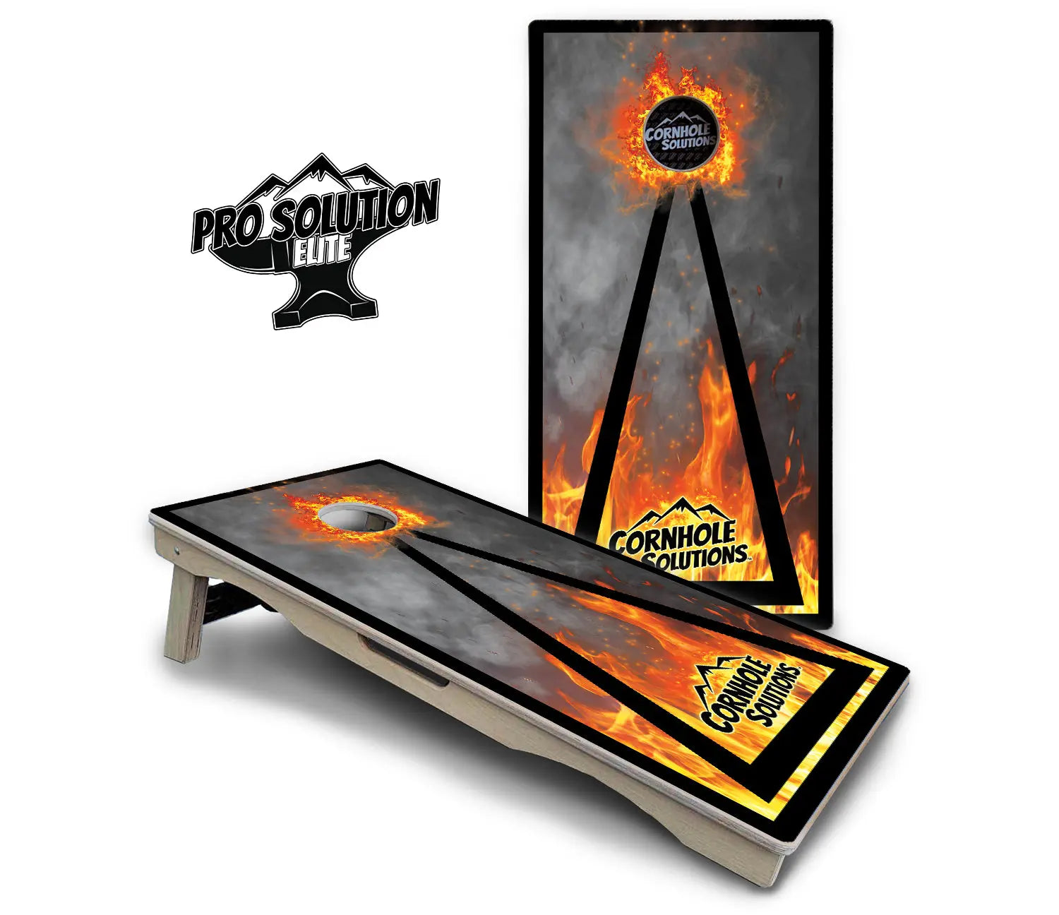 Fire Triangle CS Logo Cornhole Boards - Pro Solution Elite Series by Cornhole Solutions, custom cornhole board detail photo 2