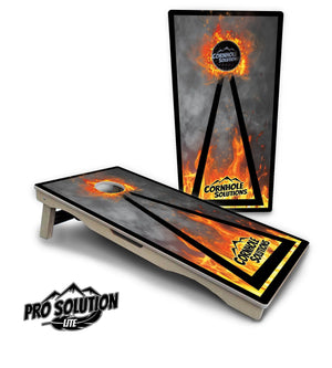 Fire Triangle CS Logo Cornhole Boards - Pro Solution Lite Series by Cornhole Solutions, custom cornhole board detail photo 2