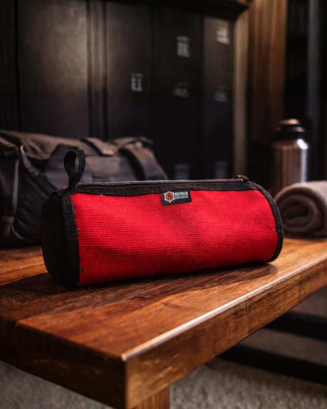 Fire Hose Dopp Kit by Recycled Firefighter, handmade leather goods detail photo 18
