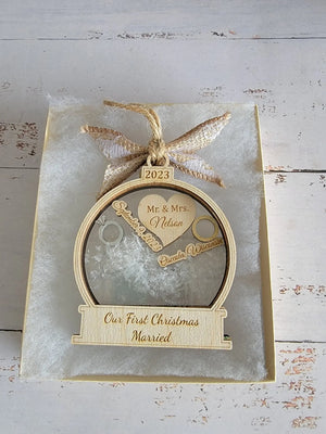 First Christmas Married Ornament- Available in Any Year! by EverLee Creations, Southern home decor detail photo 3