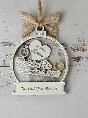 First Christmas Married Ornament by EverLee Creations, Southern home decor detail photo 6
