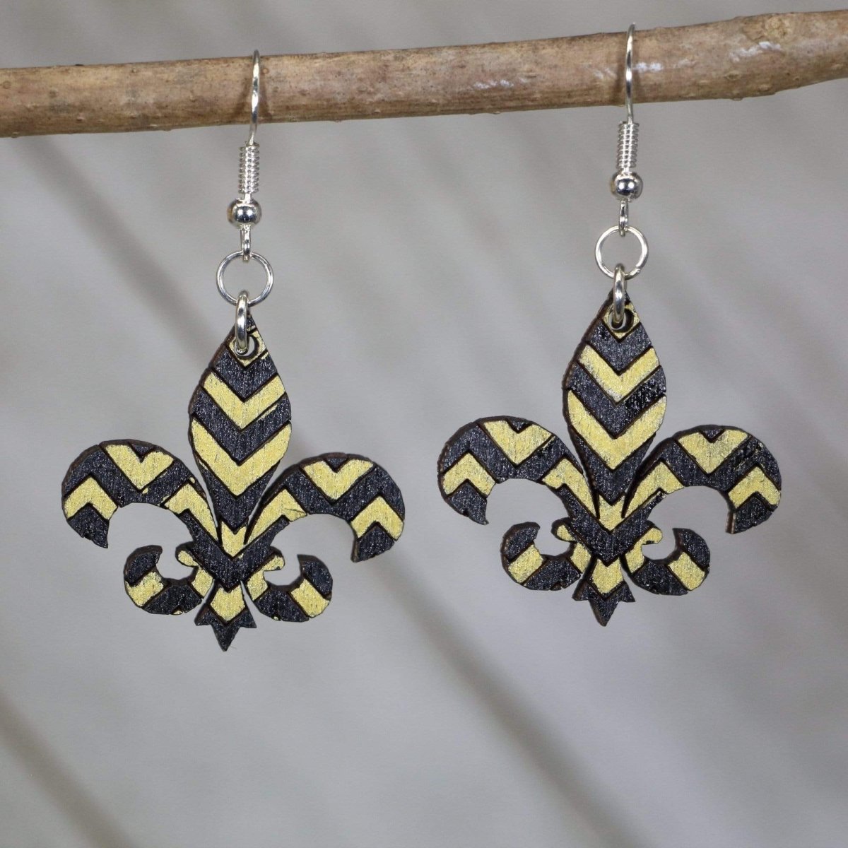 Fleur-de-Lis Wooden Earrings | Louisiana Black Gold Jewelry