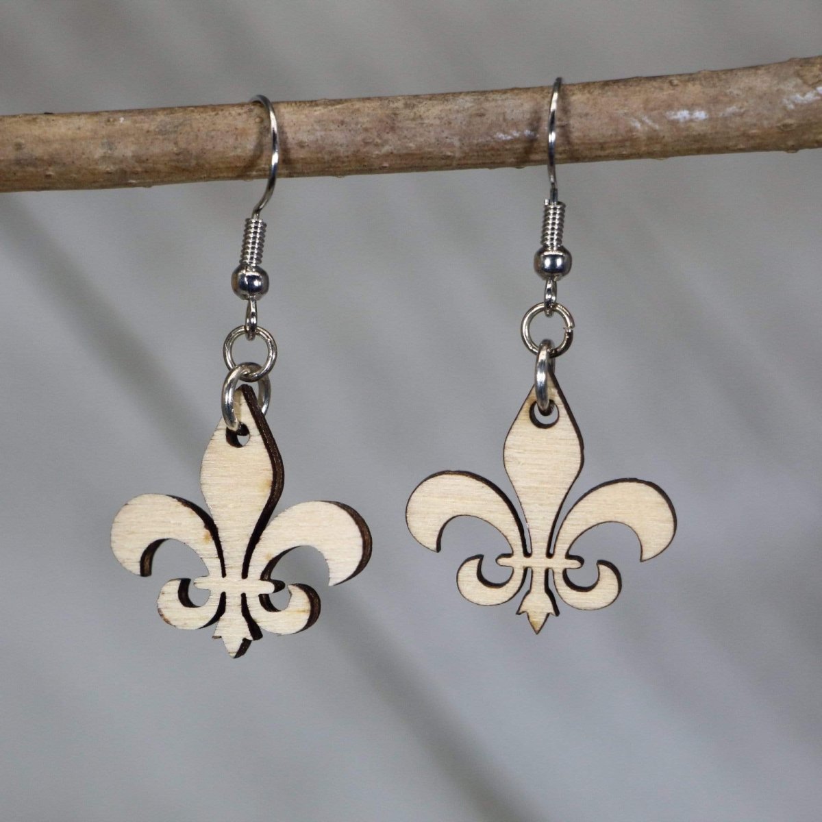 Fleur-de-lis Wooden Dangle Earrings | Louisiana State Jewelry
