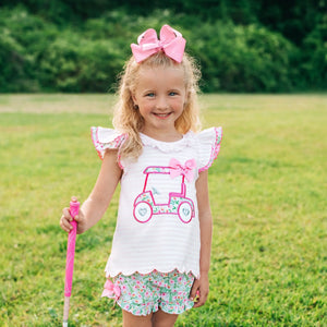 Floral Tee Time Girls Golf Short Set by Seven Lantern Lane, Southern lifestyle apparel main product photo