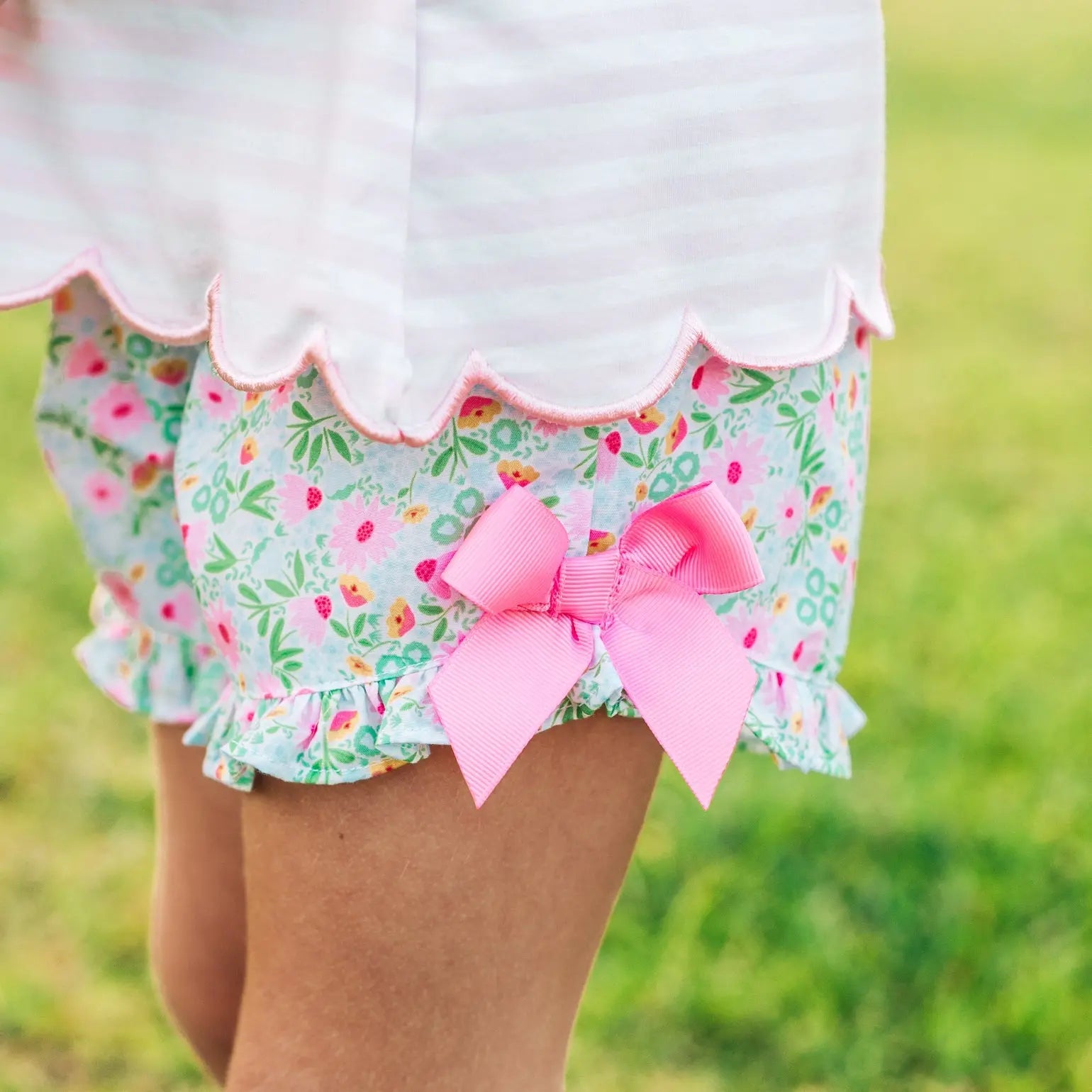 Floral Tee Time Girls Golf Short Set by Seven Lantern Lane, Southern lifestyle apparel detail photo 3