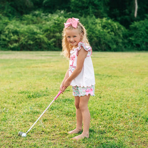 Floral Tee Time Girls Golf Short Set by Seven Lantern Lane, Southern lifestyle apparel detail photo 9