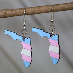 Florida Trans Pride Wooden Earrings | LGBTQ Bisexual Flag Jewelry