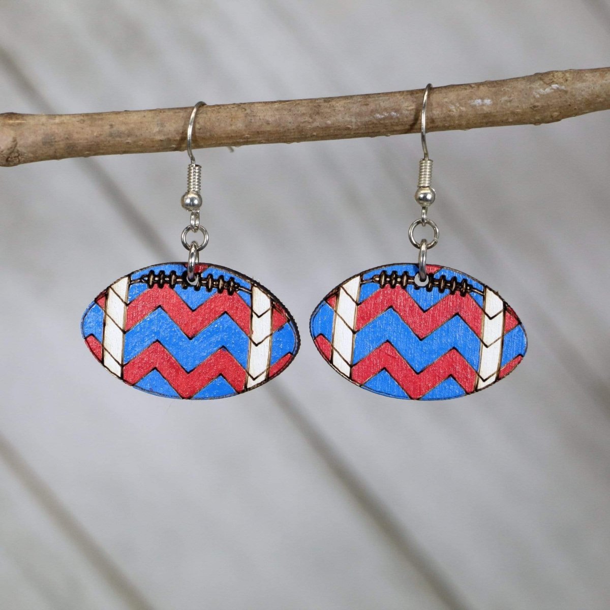 Football Wooden Earrings | Chevron Team Spirit Sports Jewelry
