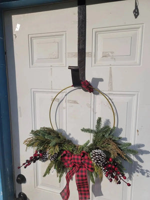 Forged Wreath Hanger by Redbeard's Forge LLC, Southern home decor detail photo 2