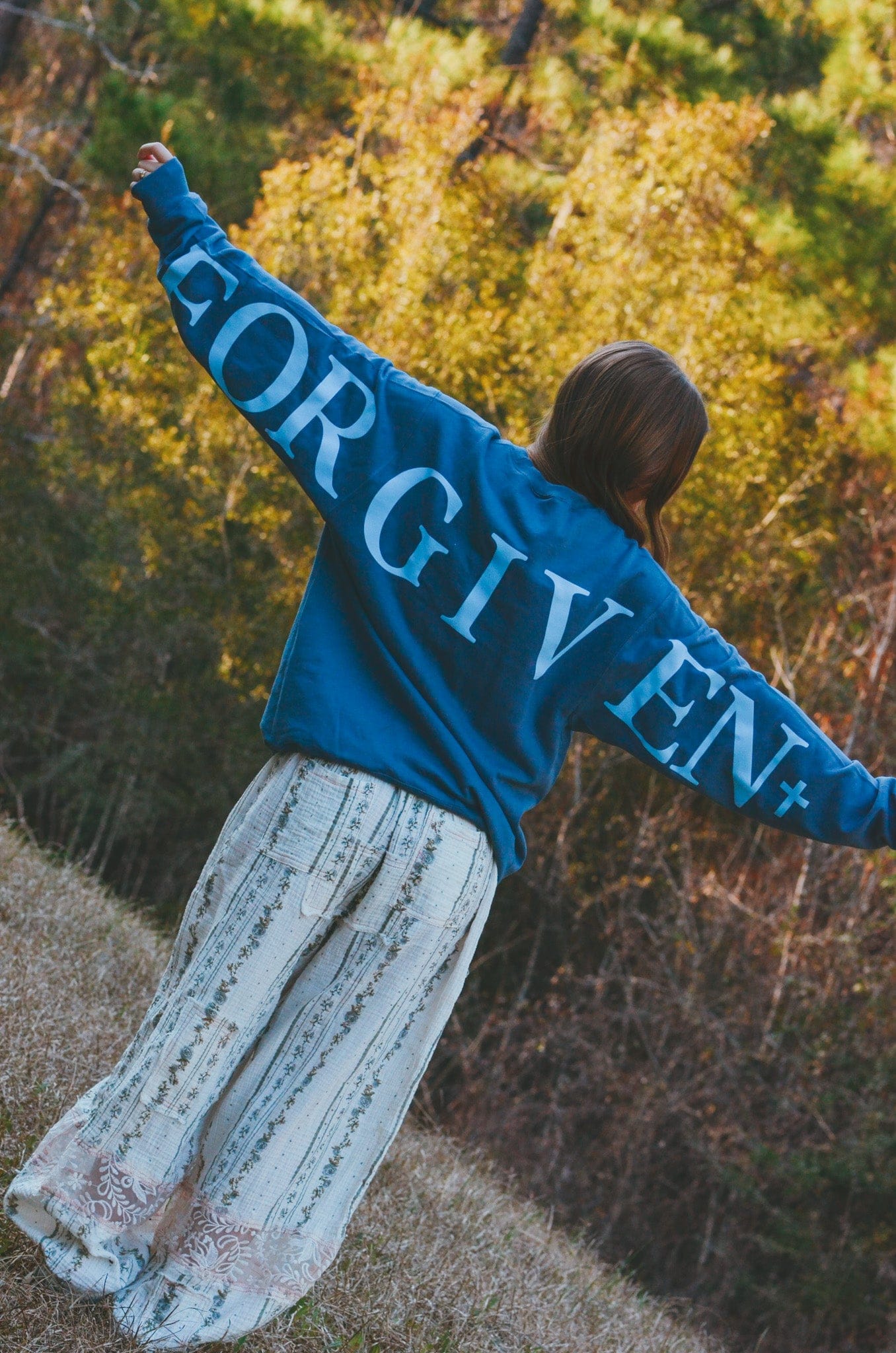 Forgiven Blue Sweatshirt Southern Bliss Company