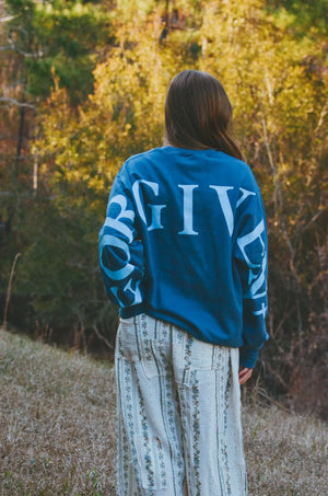 Forgiven Blue Sweatshirt Southern Bliss Company