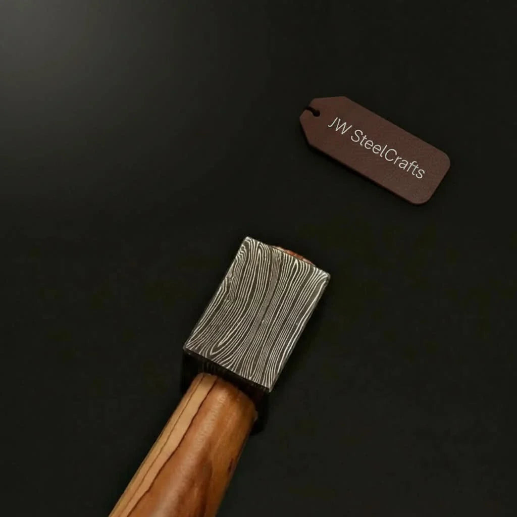 Hand-Forged Damascus Bearded Bushcraft Hatchet with Hardwood Handle by JW SteelCrafts, Southern lifestyle apparel detail photo 2