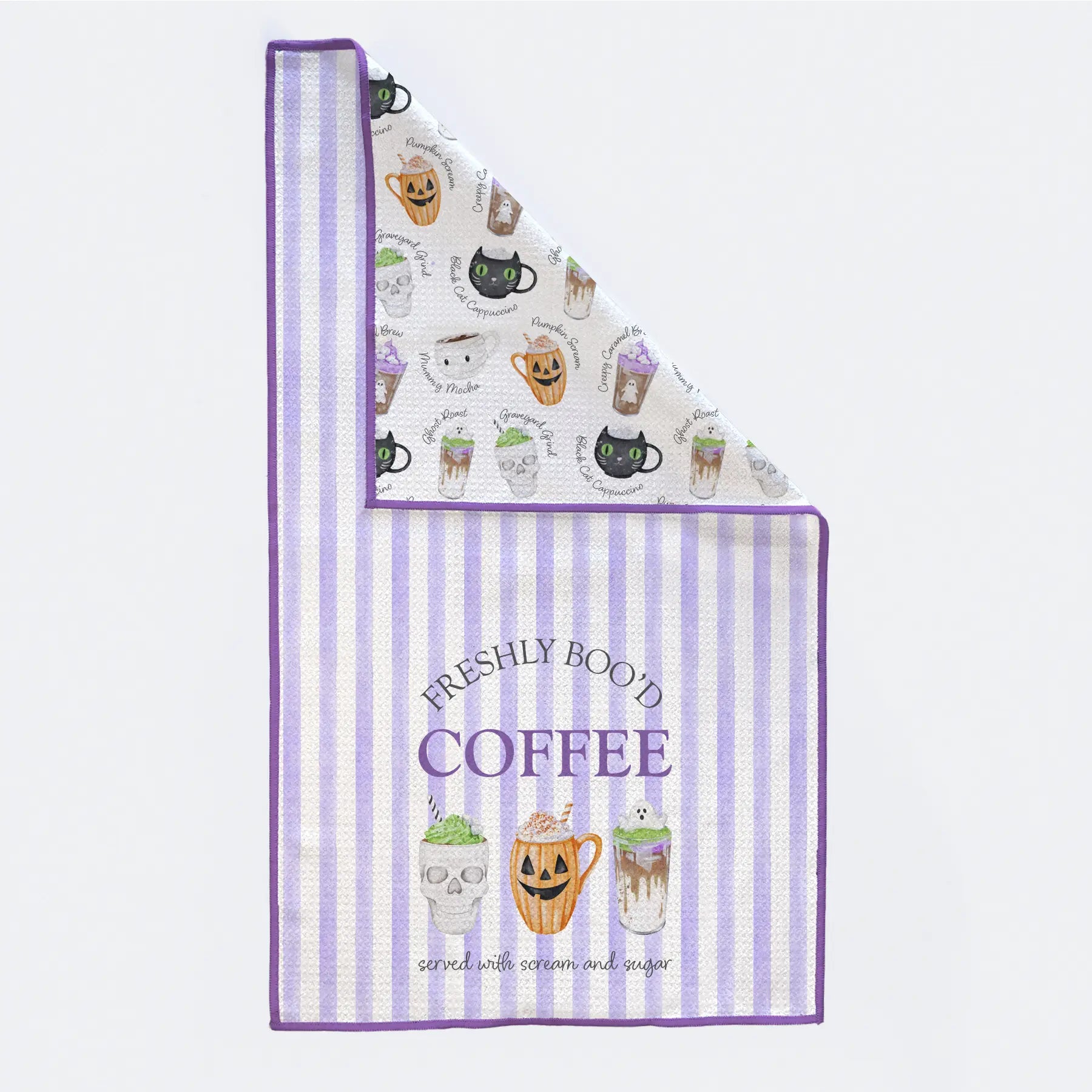 Freshly Boo'd Coffee Halloween Kitchen Towel by Nola Tawk, Southern food gift detail photo 3