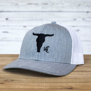 Frost Heather Gray/White Trucker Hat by High Cotton Hat Co in Texas