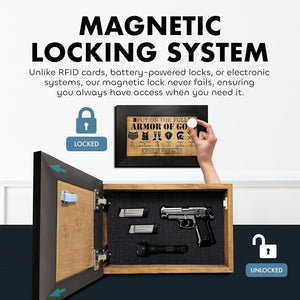Hidden Gun Cabinet Put On The Full Armor Of God, Secure Concealed Ephesians 6:10 Gun Safe by Bellewood Designs