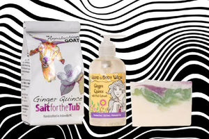 Ginger Quince Gift Set: Bath Salts, 8 Oz Liquid Soap & Soap Slice by Essential Journeys, Southern food gift detail photo 2