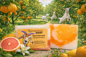 Grapefruit Goats Milk Soap Slice 5 Oz. by Essential Journeys, natural skincare detail photo 2
