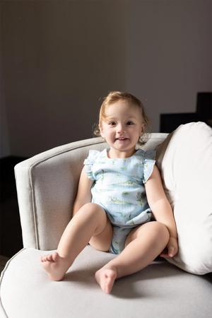 Gator Games Organic Muslin Bubble Romper by Nola Tawk, Southern lifestyle apparel detail photo 2