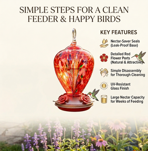 Crimson Calla glass hummingbird feeder by Mill Creek Products, detail image 6
