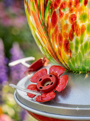 Meadow Confetti Olive glass hummingbird feeder by Mill Creek Products, detail image 2