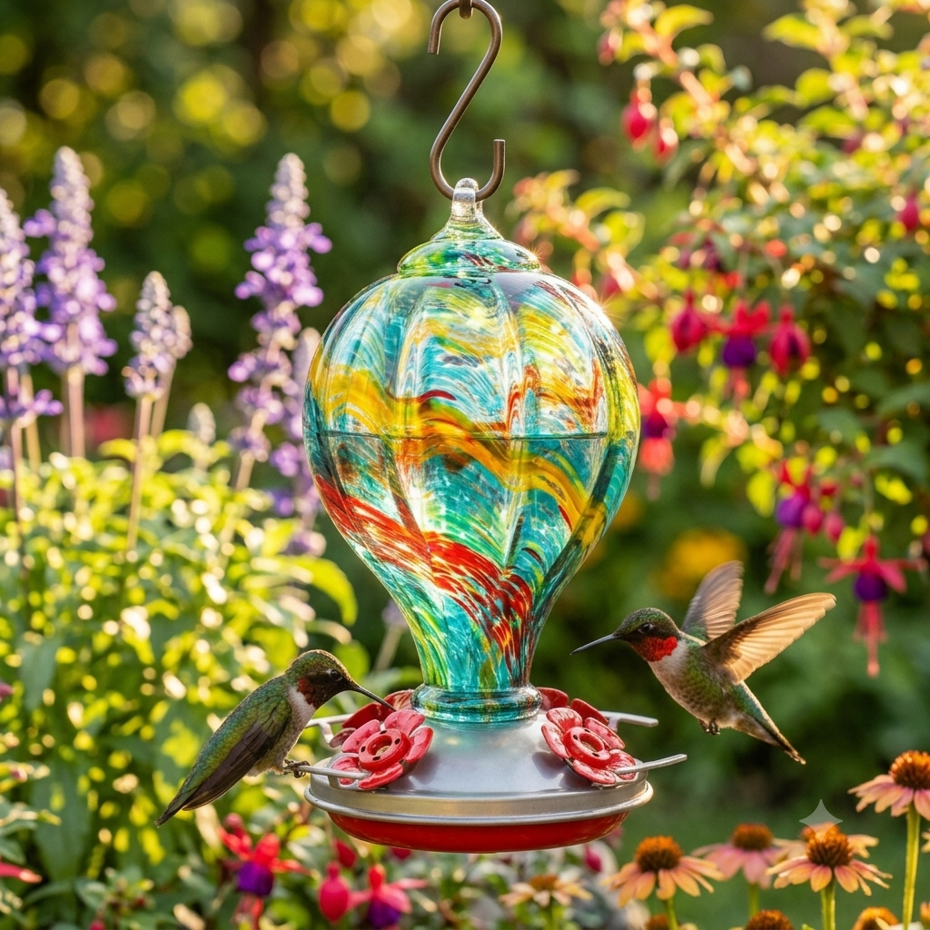 Solstice Balloon glass hummingbird feeder by Mill Creek Products
