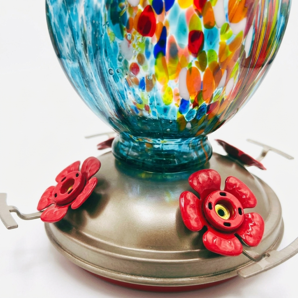 Aqua Confetti Teardrop glass hummingbird feeder by Mill Creek Products, detail image 3
